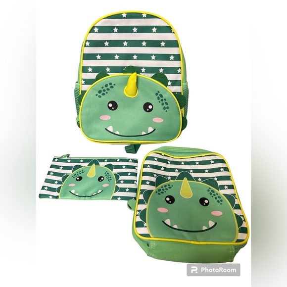 Green Dinosaur Kids 3Pcs Backpack, Lunch Box and Pencil Bag Set FTJCF Brand New! - Picture 4 of 8